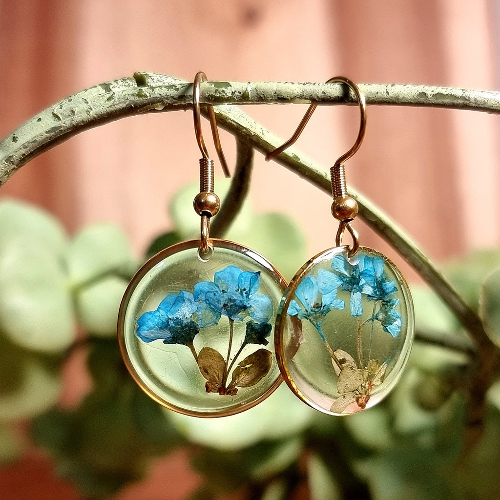 Ocean Blue | Round | Gold | Earrings