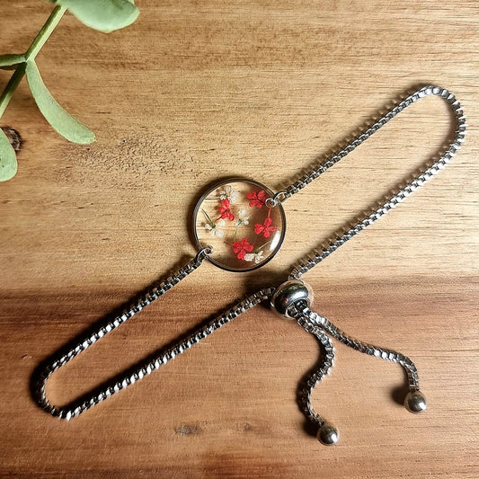 Rot-Weiß-Mix | Rund | Silber | Armband