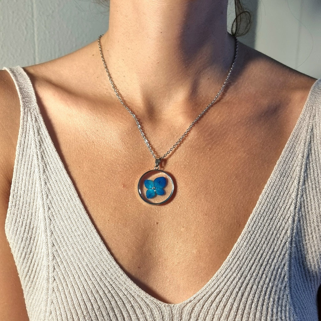 Ozeanblau | Rund | Silber | Halskette
