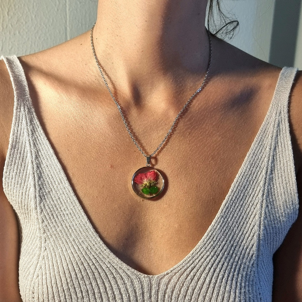 Belle rose | Rond | Argent | Collier