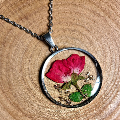 Belle rose | Rond | Argent | Collier