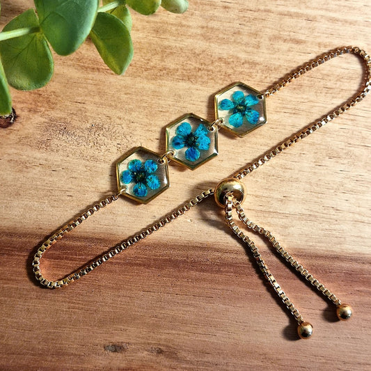 Tiefblau | Sechseck | Gold | Armband