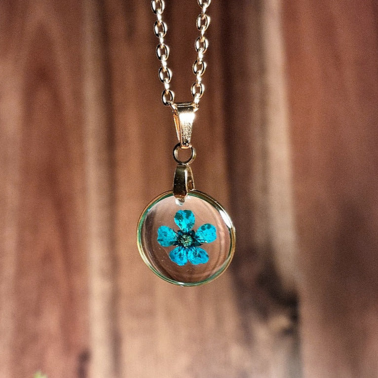 Azul profundo | Redondo | Dourado | Colar