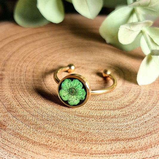 Lebendiges Grün | Rund | Gold | Ring