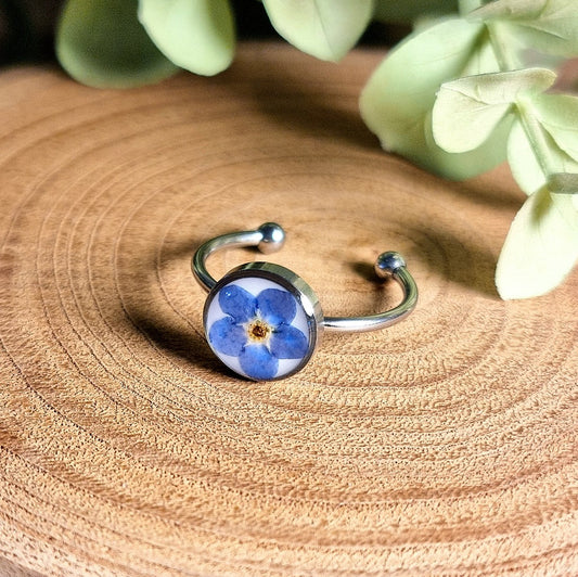 Vergissmeinnicht-Blume | Rund | Silber | Ring