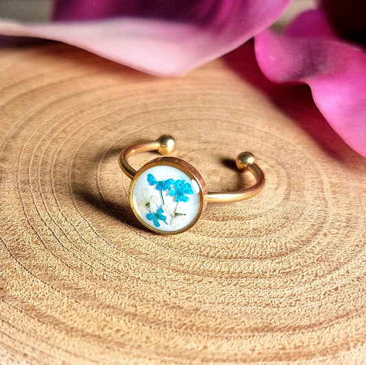 Blau-Weiß-Mix | Rund | Gold | Ring