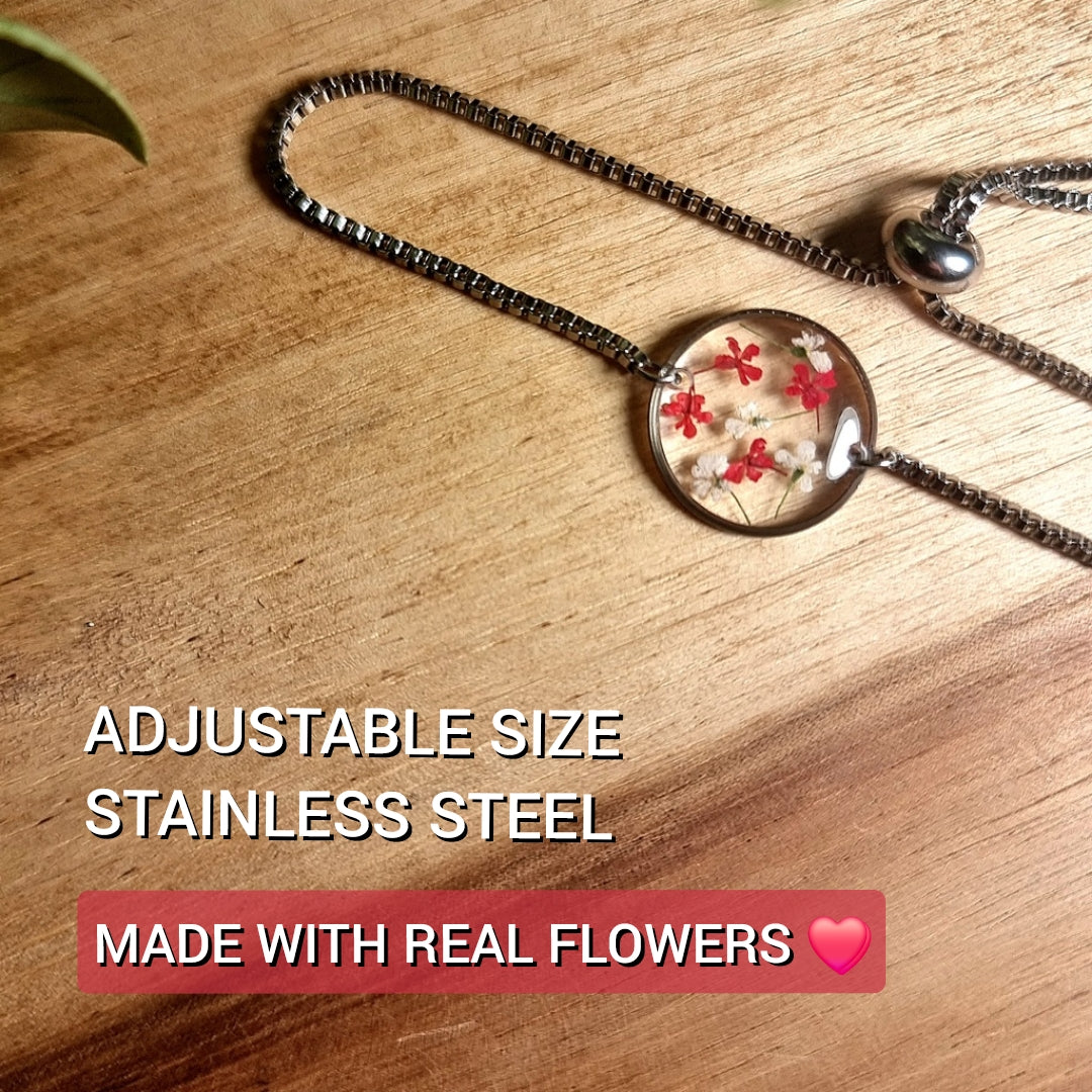 Red-White Mix | Round | Silver | Bracelet