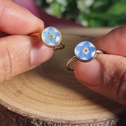 Blau-Weiß-Mix | Rund | Silber | Ring