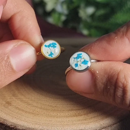 Blau-Weiß-Mix | Rund | Gold | Ring