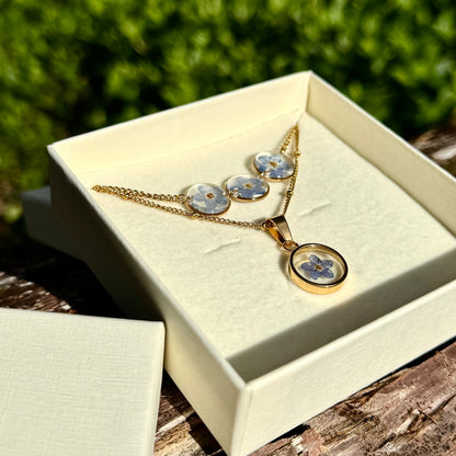 Não-me-esqueças Conjunto | Ouro | Colar e Pulseira