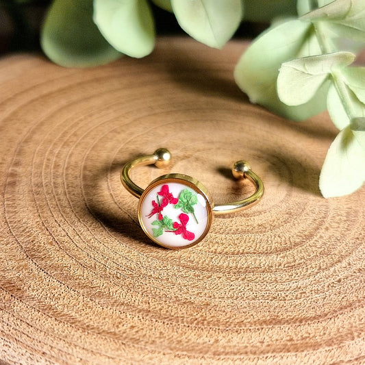 Rot-Grün-Mix | Rund | Gold | Ring