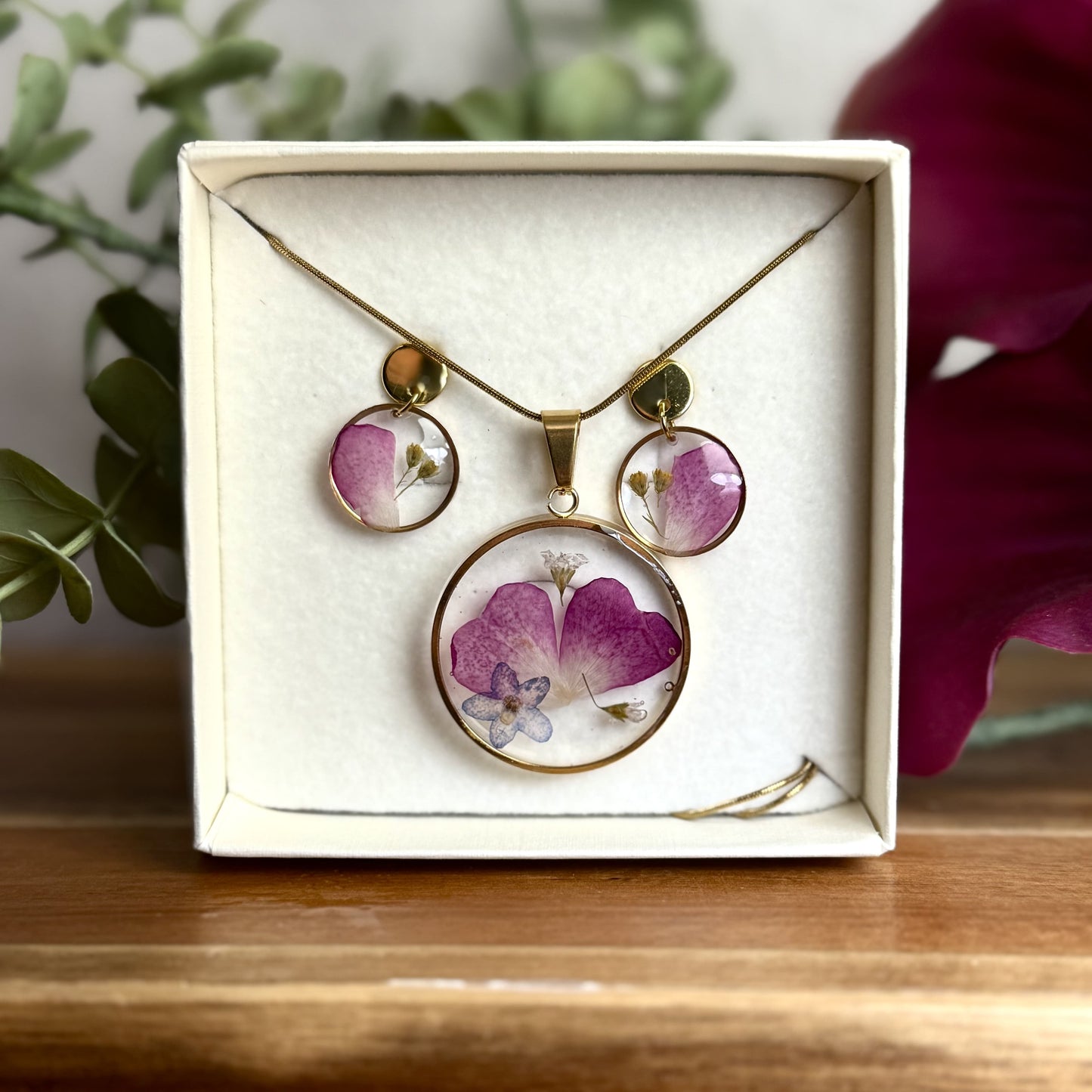 Pétala de Rosa Conjunto | Ouro | Colar e Brincos