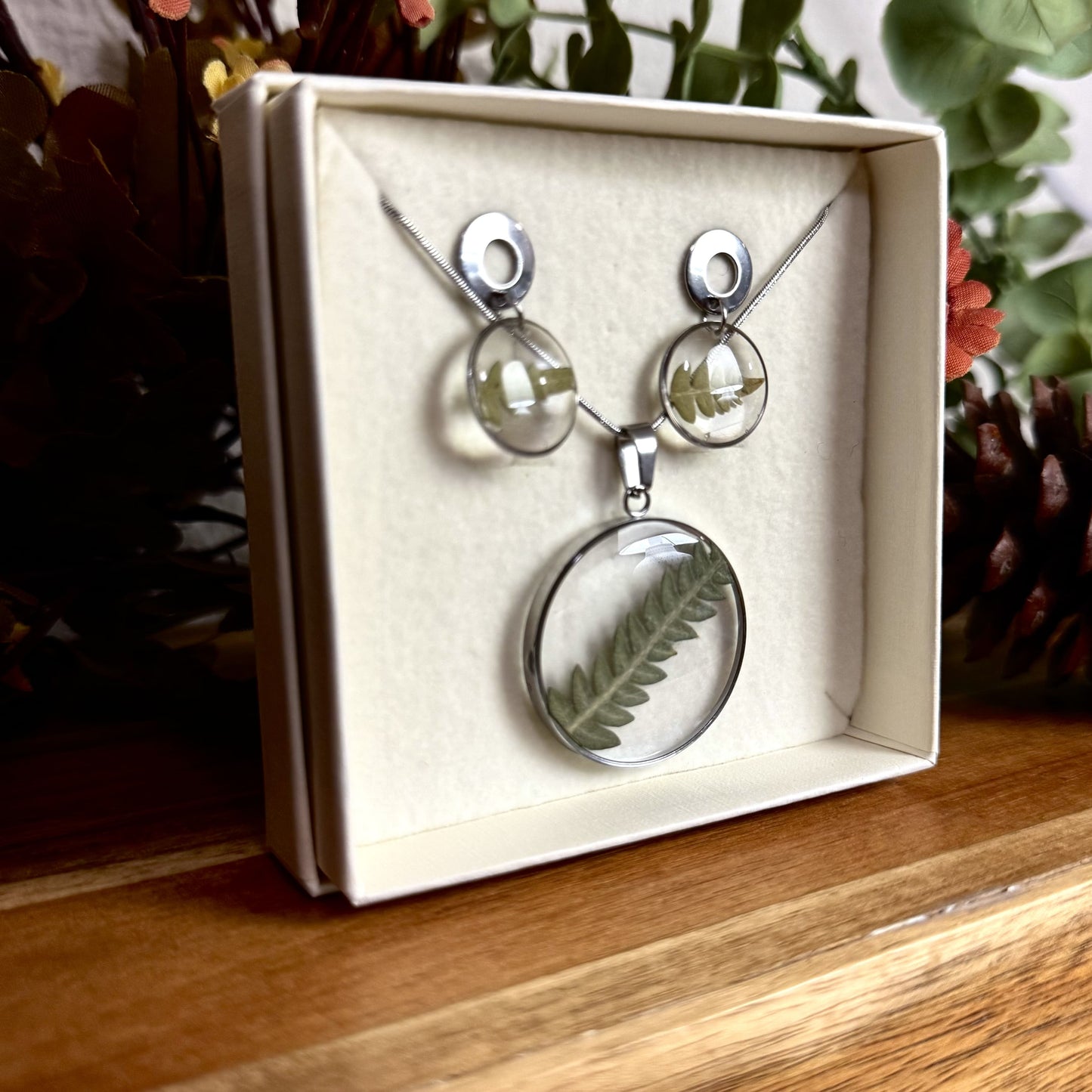 Folhas Conjunto | Prata | Colar e Brincos