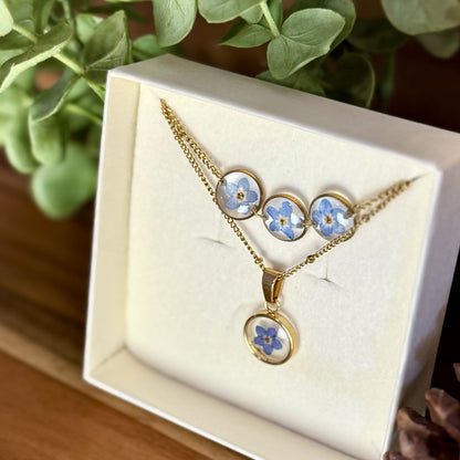 Não-me-esqueças Conjunto | Ouro | Colar e Pulseira