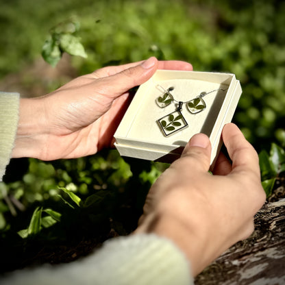 Folhas Conjunto | Prata | Colar e Brincos