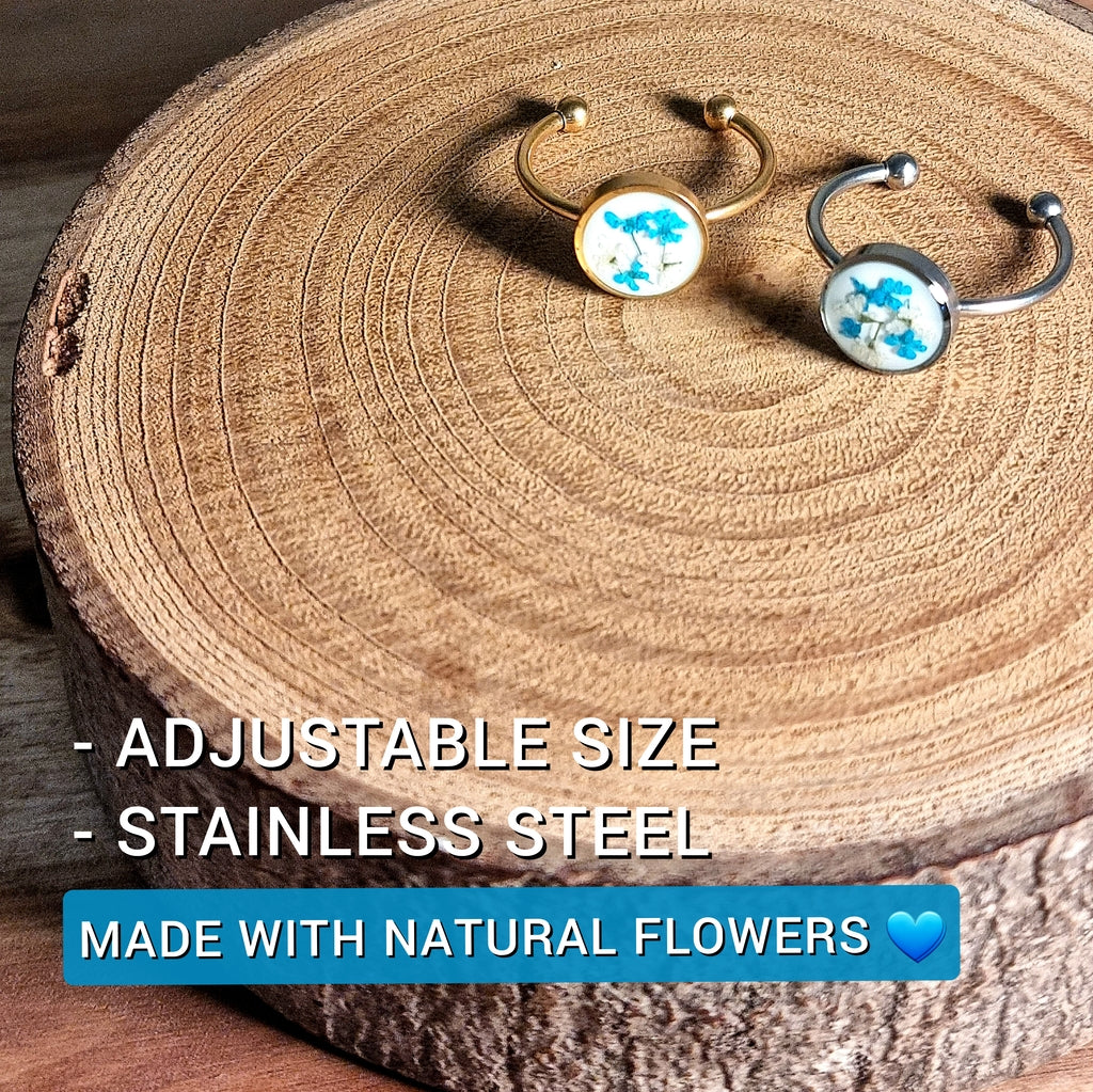 Blau-Weiß-Mix | Rund | Gold | Ring