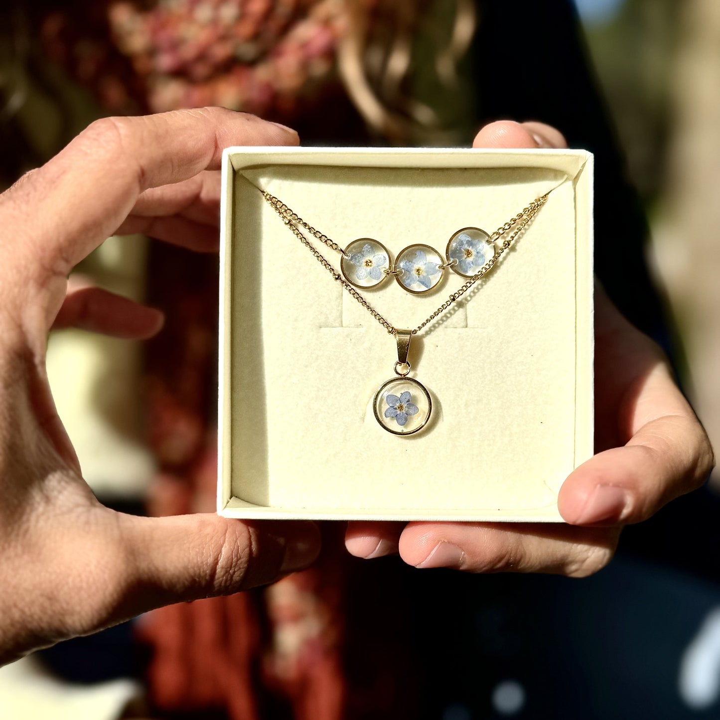 Não-me-esqueças Conjunto | Ouro | Colar e Pulseira