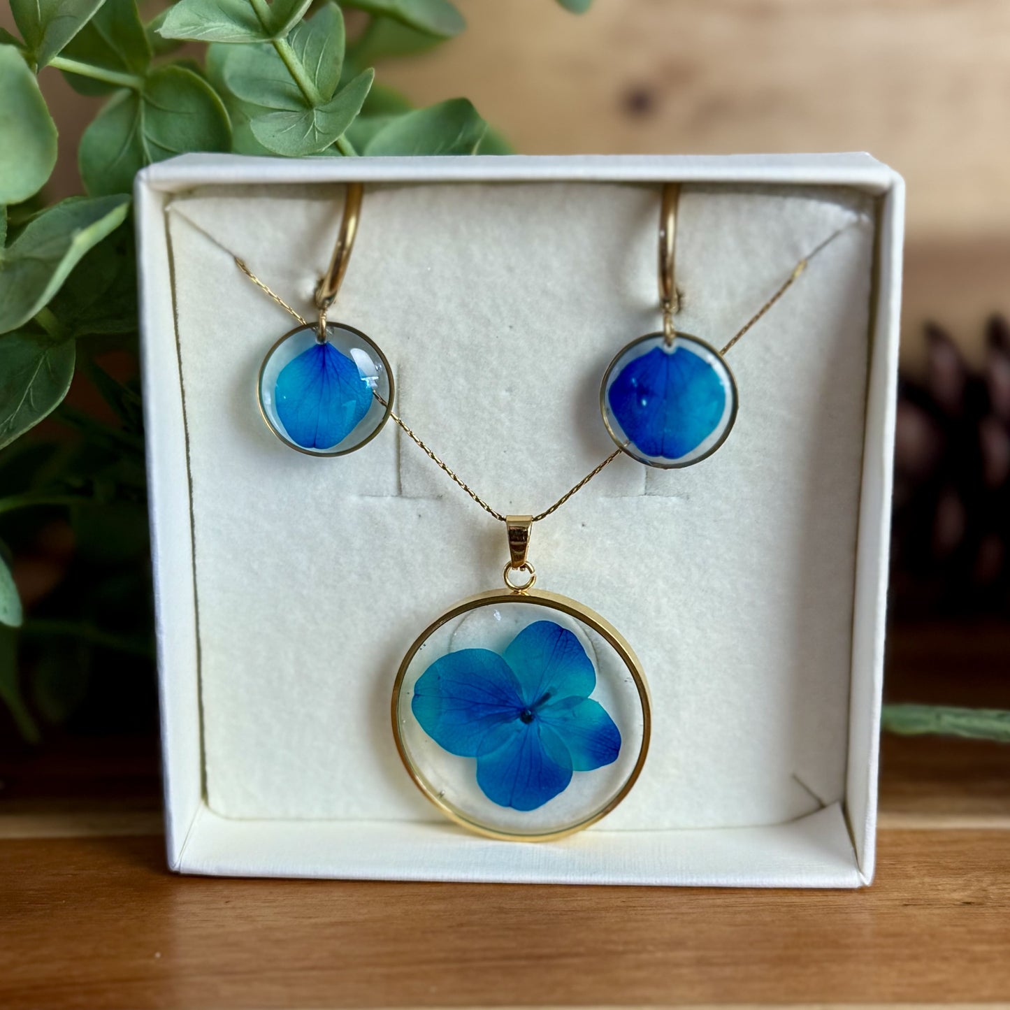 Hortense Azul Conjunto | Ouro | Colar e Brincos